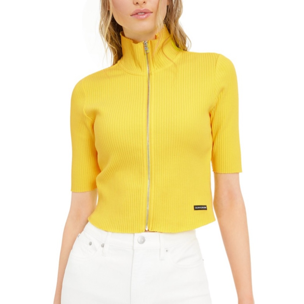 Calvin Klein Jeans Zip-Front Mock-Neck Top